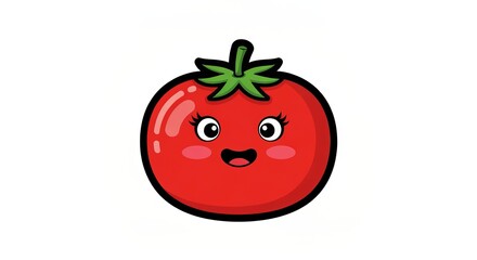 Whimsical Tomato Character Sticker Design, Cute Animated Food Mascot with Playful Expressions