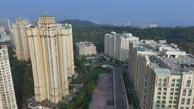 Aerial view of modern Mumbai cityscape with luxury high-rise towers and urban skyline