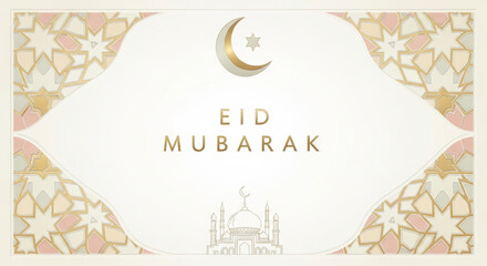 Elegant Gold Floral Eid Mubarak Greeting Card