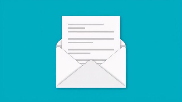 White Envelope Icon on Blue Background - Email Communication Concept