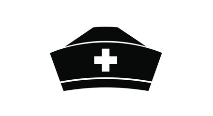 Obraz premium A simple black silhouette of a traditional nurse s cap with a white cross