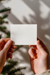 Minimal Christmas Mockup with Blank Card and Cozy Winter Background