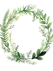 Elegant Foliage Wreath Botanical Watercolor