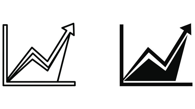 Business growth chart, line graph with upward arrow icon