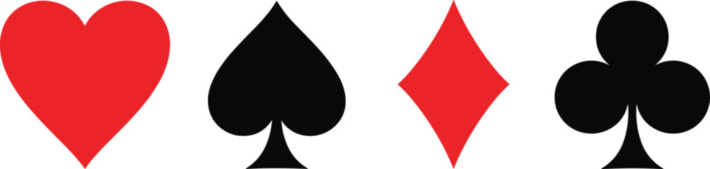 Obraz premium Playing Card Suit Symbols Vector with Heart Spade Diamond and Club Icons for Casino Games Poker Design and Classic Card Graphics