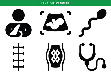 Medical icons bundle featuring pregnancy, sperm, dna, and stethoscope for healthcare visuals Vector, illustration
