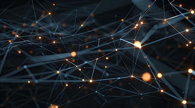 Complex network of lines and nodes illuminated with orange lights in a dark environment from an aerial viewpoint like animate (21)_3328x1856.mp4