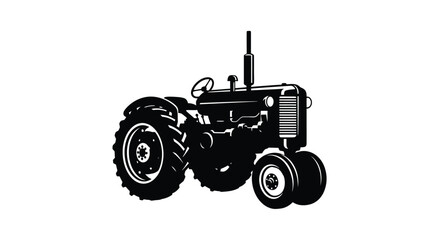 Vintage tractor silhouette against a plain white background