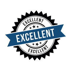 Obraz premium Excellent Stamp, Excellent Round Sign With Ribbon