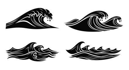 Four black wave designs a striking and bold silhouette © mst