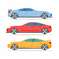 Naklejka premium Sports car set flat design style.