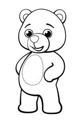 classic cute cuddly teddy bear standing line drawing for kids coloring activity book vector image isolated on transparent background
