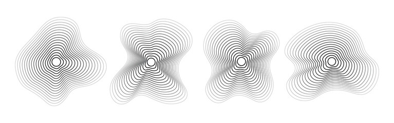 Set of abstract round curved sound waves with dynamic wavy lines stripes © Ahmad Ali