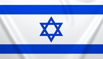 "Israel flag with white field, blue stripes, and Star of David"