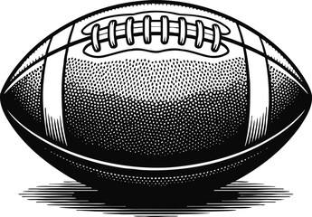 Fototapeta premium Vintage american football illustration with detailed shading and stitches design