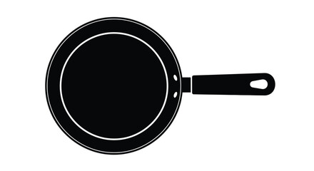 Two black frying pans depicted in a stark graphic silhouette © mst