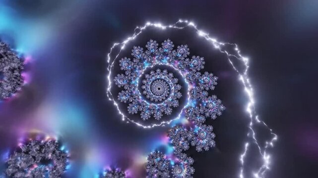 Mesmerizing abstract fractal spiral pattern with glowing cosmic lights