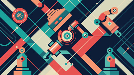 Obraz premium Robotic arms on factory production line assembling products in smart manufacturing environment symbolizing automation and industry technology