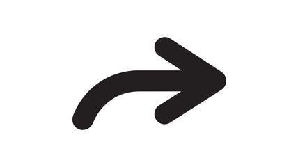 Obraz premium Black Curved Arrow in Simple Design with Bold Shape and White Background for Navigation Icon
