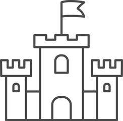 Obraz premium Medieval Castle Fortification Icon Linear Style Isolated on White
