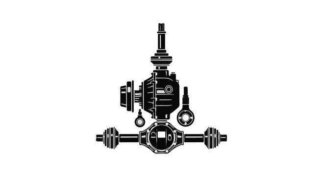 Car rear axle gear and transmission component silhouette illustration