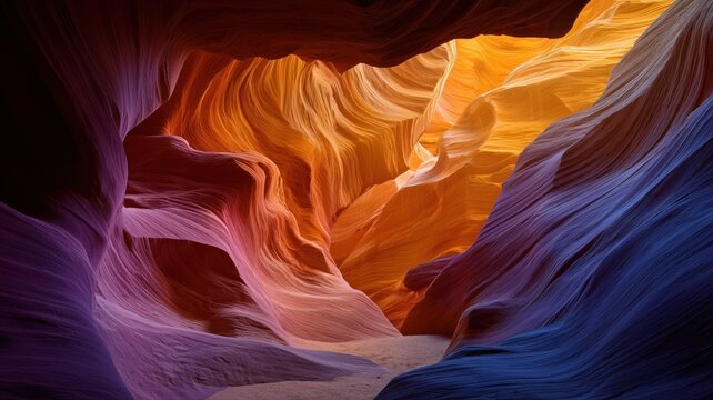 色彩豊かな渓谷の岩肌の造形。自然風景や地質学の資料に最適な岩石の写真。