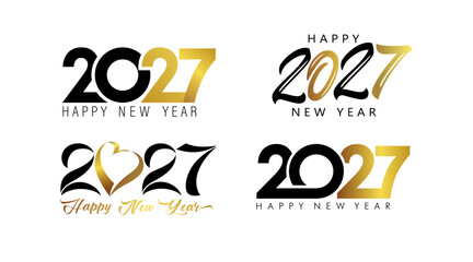 Set of creative icons 2027 for new year celebration. Elements of graphic design