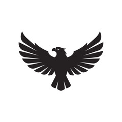 Obraz premium Majestic black eagle silhouette with outstretched wings emblem.