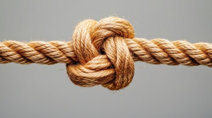 braided rope tied in decorative knot under warm light expressing connection and commitment. soft golden tones accentuate texture and looped form, creating intimate, symbolic composition for lifestyle,