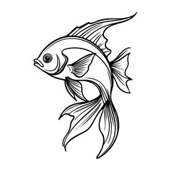 Dibujo sencillo con líneas de un pez tropical  © teracreonte