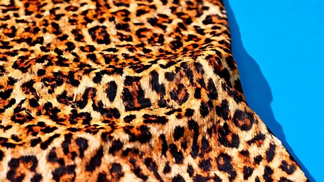 Leopard print fabric on blue background