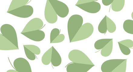 Green Heart Shapes Collection Isolated White.