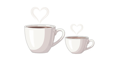 White Coffee Cups with Heart Shapes.
