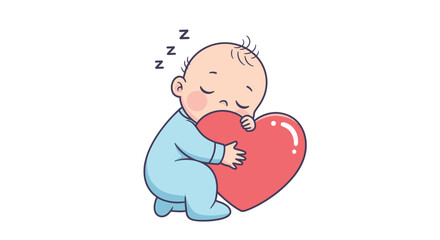Baby Sleeping with Heart Illustration.