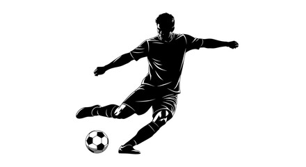Fototapeta premium Soccer Player Kicking Ball Silhouette.