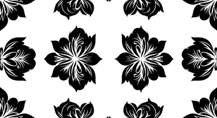 Obraz premium Black and white flower pattern design.