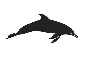 Fototapeta premium Dolphin Bold Detailed Black Silhouette Isolated on White Background High Resolution Clean Lines Printable Design for Logo Branding T Shirt Tattoo Stencil Clipart Icon and Wall Art