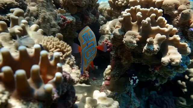 Vibrant regal angelfish swimming gracefully among coral reef underwater marine life exploration