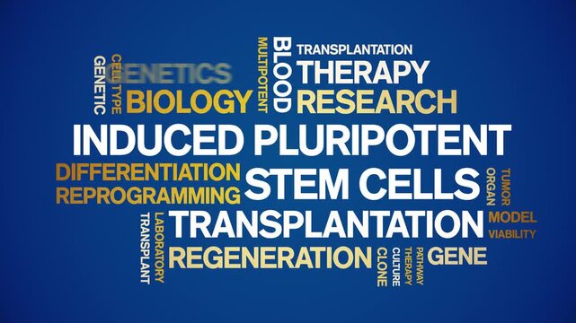 induced Pluripotent Stem Cells animated word cloud-text design animation tag kinetic typography seamless loop.