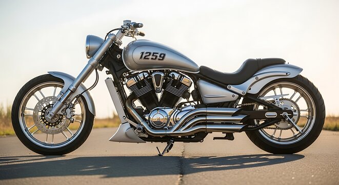 Custom motorcycle with a powerful engine and sleek design.