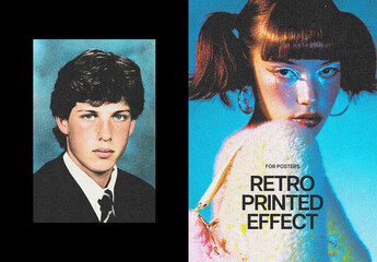 Retro Grain Poster Photo Effect Mockup