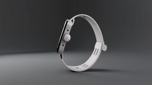 smartwatch mockup, realistic screen reflection, soft studio lighting, tilt orbit rotation, minimal gray background, 4k, loopable commercial video