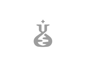 Lab  logo. Flask dna mark logotype. Science education biotechnology symbol icon design