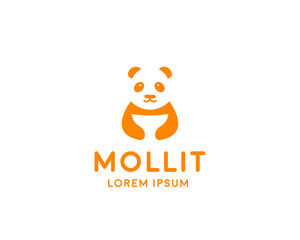 Panda logo symbol design. Asian food  icon logotype. Wok negative space creative symbol.