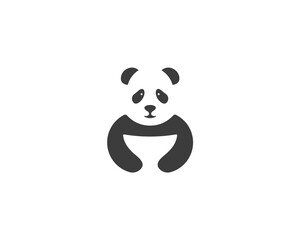 Panda logo symbol design. Asian food  icon logotype. Wok negative space creative symbol.