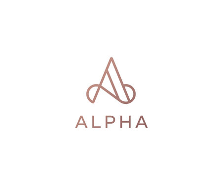 Elegant line curve  logotype. Premium letter A logo design. Luxury linear creative monogram.