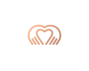 Heart hands  logotype. Palm love logo icon design