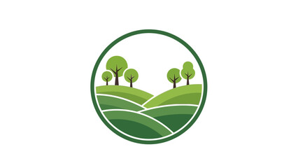 Green Landscape Emblem with Trees. © Suro
