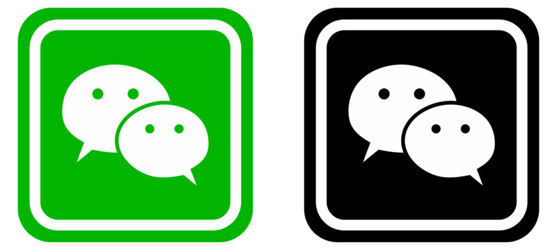 Wechat logo social media icons or social network logos flat vector icon set collection for apps and websites