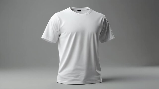 white t-shirt mockup, soft studio lighting, minimal background, slow orbit rotation camera, realistic fabric texture, 4k, loopable commercial video